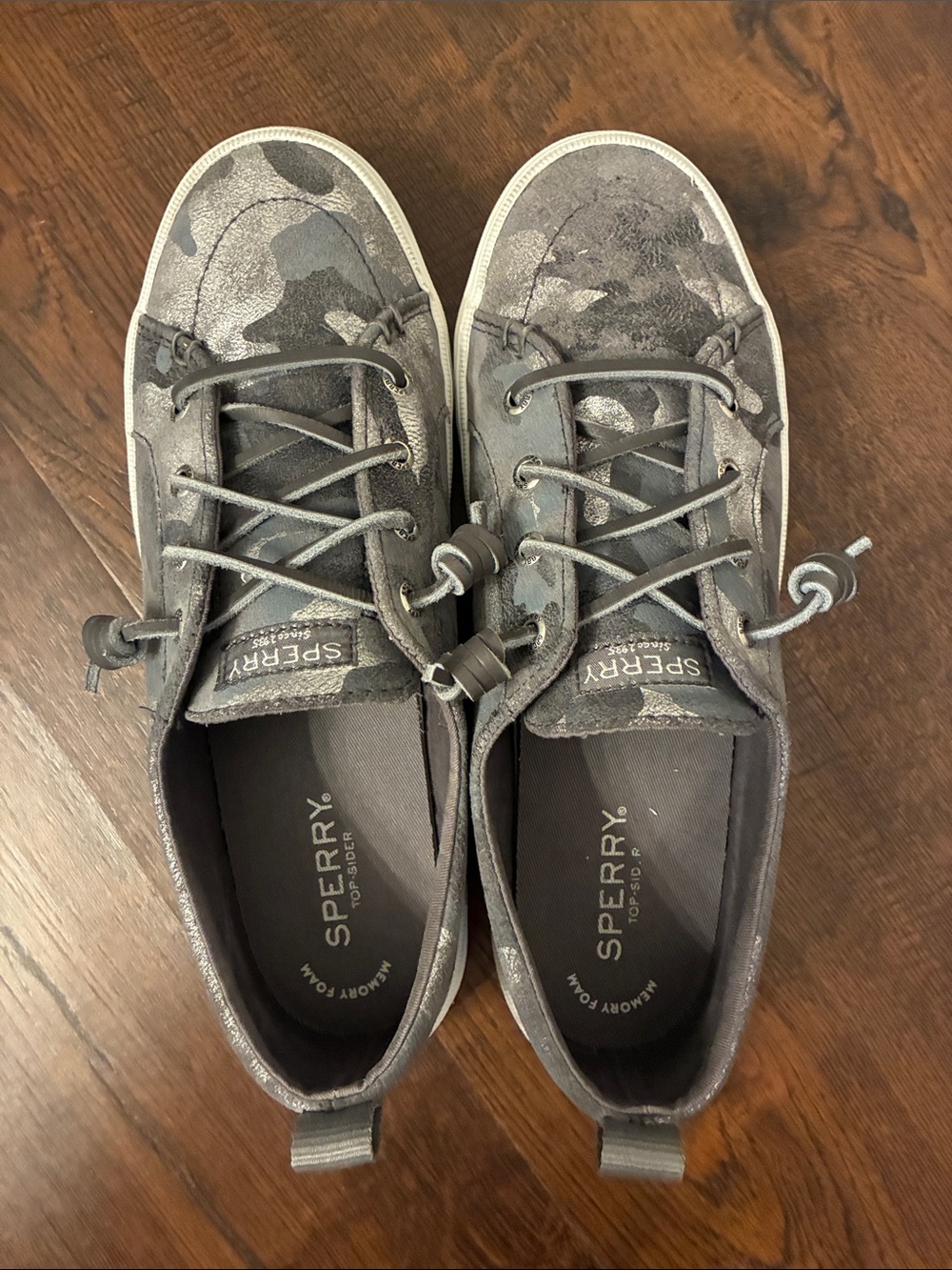 Sperry Gray Camo Slip-On Lace-Up Sneakers